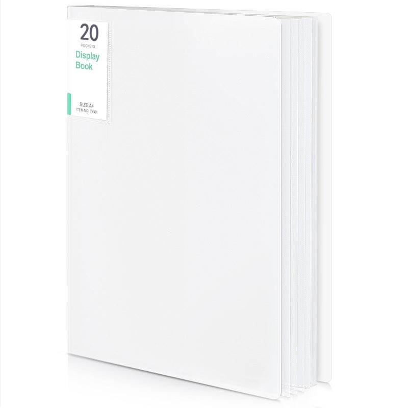 Phyxin 20-Pocket Portfolio Binder Organizer, Binder Sheet Protectors 8.5" x 11", Displaying 40 Page Plastic Folders for Documents, Document Organizer for Concert, Artwork, School & Office Use, White - Image 1